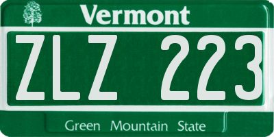 VT license plate ZLZ223