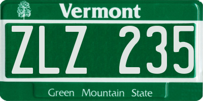 VT license plate ZLZ235