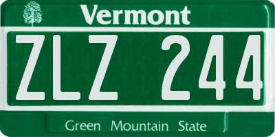 VT license plate ZLZ244
