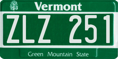 VT license plate ZLZ251