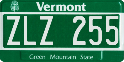 VT license plate ZLZ255