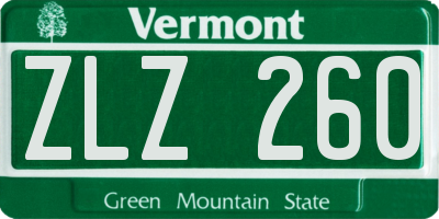 VT license plate ZLZ260
