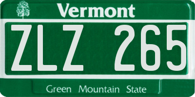 VT license plate ZLZ265