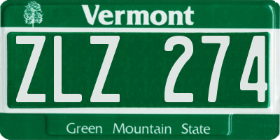 VT license plate ZLZ274