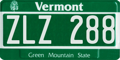 VT license plate ZLZ288