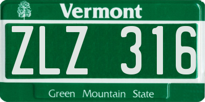 VT license plate ZLZ316