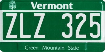 VT license plate ZLZ325