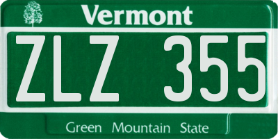 VT license plate ZLZ355