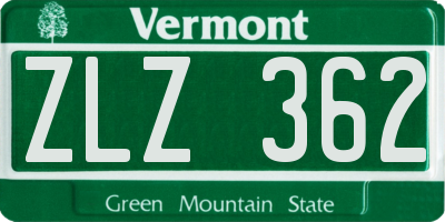 VT license plate ZLZ362