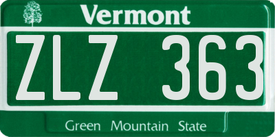 VT license plate ZLZ363