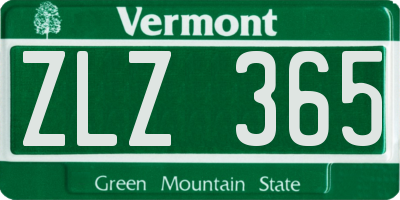 VT license plate ZLZ365