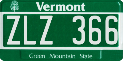 VT license plate ZLZ366