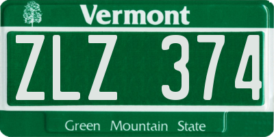 VT license plate ZLZ374