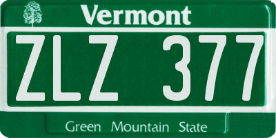 VT license plate ZLZ377
