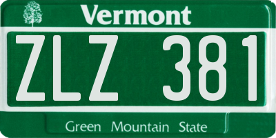 VT license plate ZLZ381