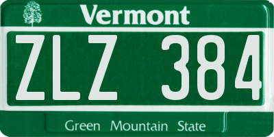 VT license plate ZLZ384