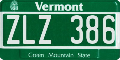 VT license plate ZLZ386