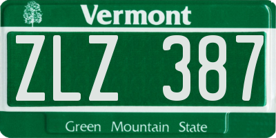 VT license plate ZLZ387