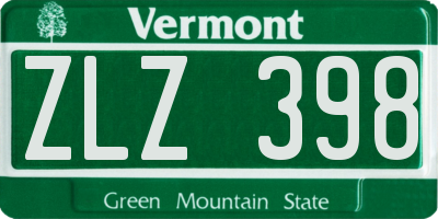 VT license plate ZLZ398