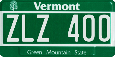 VT license plate ZLZ400