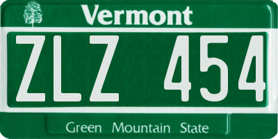 VT license plate ZLZ454