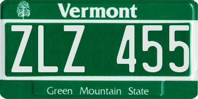 VT license plate ZLZ455