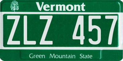 VT license plate ZLZ457
