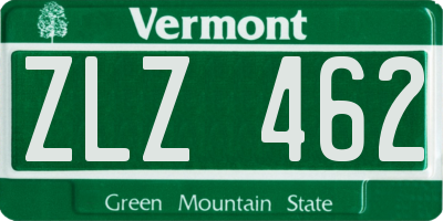 VT license plate ZLZ462