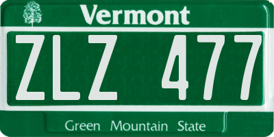 VT license plate ZLZ477