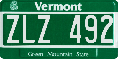 VT license plate ZLZ492