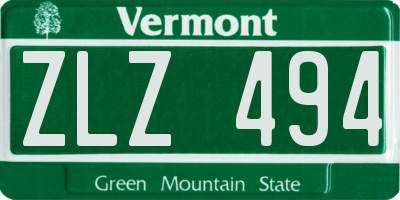VT license plate ZLZ494