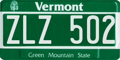 VT license plate ZLZ502