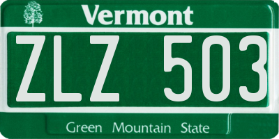 VT license plate ZLZ503