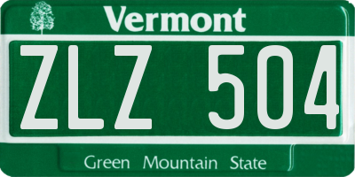 VT license plate ZLZ504