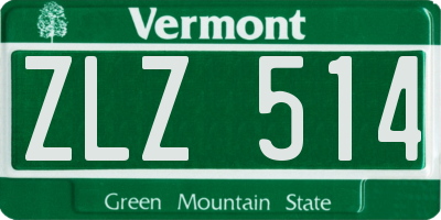 VT license plate ZLZ514