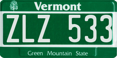 VT license plate ZLZ533