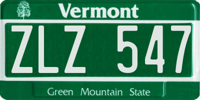 VT license plate ZLZ547