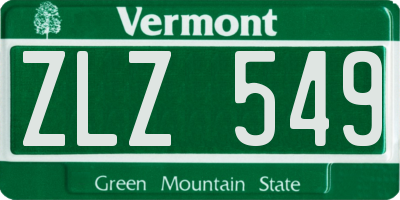 VT license plate ZLZ549