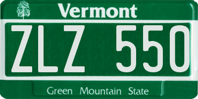VT license plate ZLZ550