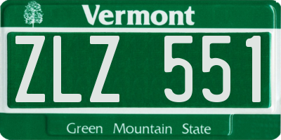 VT license plate ZLZ551