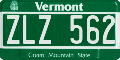 VT license plate ZLZ562