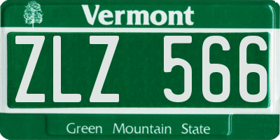 VT license plate ZLZ566