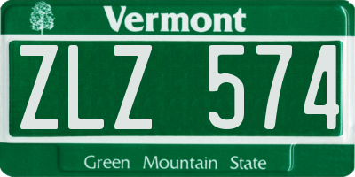 VT license plate ZLZ574