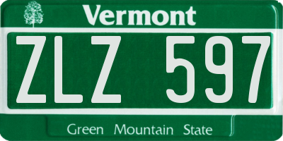VT license plate ZLZ597