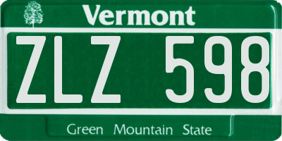 VT license plate ZLZ598