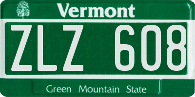 VT license plate ZLZ608