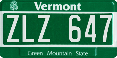 VT license plate ZLZ647