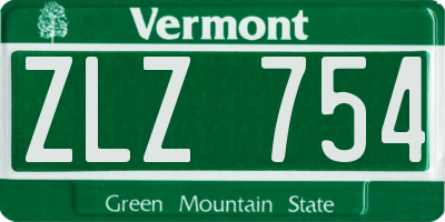 VT license plate ZLZ754