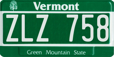 VT license plate ZLZ758