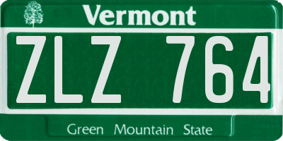 VT license plate ZLZ764